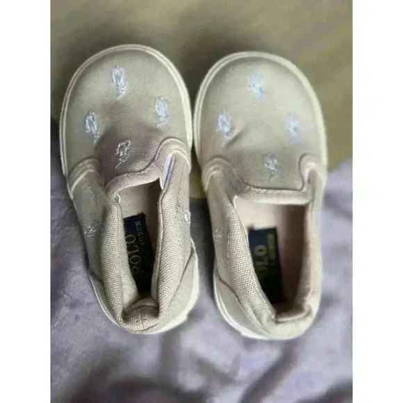 POLO RALPH LAUREN KIDS BAL HARBOUR REPEAT SLIP-ON LIGHT PINK / WHITE Size 5 - Picture 6 of 8